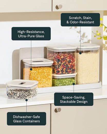 Caraway 14-Piece Glass Airtight Food Storage Containers with Lids – Non-Toxic, BPA-Free Kitchen Storage Containers – Stackable, Space-Saving Airtight Containers for Dry Goods and More - Navy