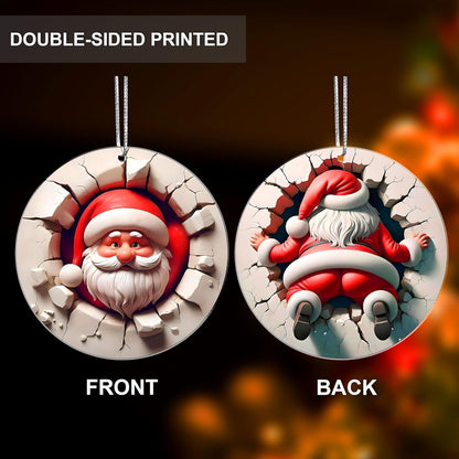Jabihome Christmas Ornaments 2025, Exchange for Women, Men, Collectible Dated Year Ornaments for Tree, Unique Acrylic Suncatcher, Printed Stained Glass Effect Decor (Cracked Santa)
