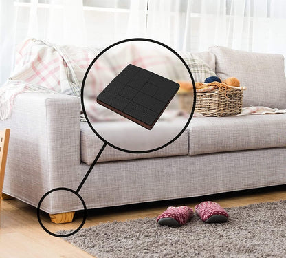 GorillaPads Non Slip Furniture Pads/Floor Grippers (Set of 8 Non Skid Floor Protectors) Pre-Scored to Cut to Multiple Size, 4 Inch Square, Black, CB140-8