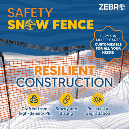 ZEBRO 4' x 50' Orange Plastic Garden Fence Roll – Light Duty Mesh Fencing for Temporary Fence, Snow, Garden Netting, Animal Barrier, Agricultural Fencing & Lawn Protection