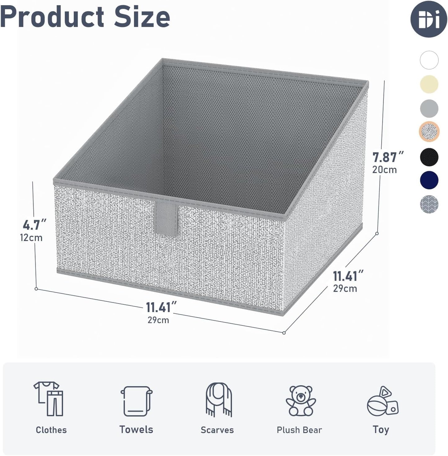 DIMJ Closet Storage Bins 10 Pack - Fabric Trapezoid Closet Organizer Bin, Foldable Storage Baskets for Shelves, Closet Shelf Organizer, Clothing Storage Box for Toys, Books, Towel, Clothes, Gray