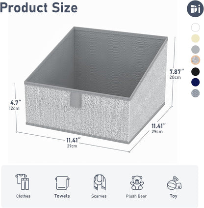 DIMJ Closet Storage Bins 10 Pack - Fabric Trapezoid Closet Organizer Bin, Foldable Storage Baskets for Shelves, Closet Shelf Organizer, Clothing Storage Box for Toys, Books, Towel, Clothes, Gray