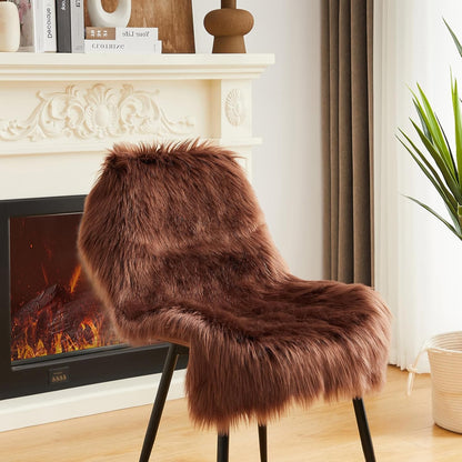 AMTOVO Faux Fur Rug, Coffee Small Area Rug, Fluffy Sheepskin Rug, Fuzzy Ultra Soft 2 x 3 ft Shag Rugs for Bedroom Sofa Throw Cushion Room Decor, Sheepskin