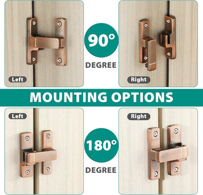 90/180 Degree Flip Latch Gate Latch, Heavy Duty Black Safety Door Lock Enhanced Security Flip Latch Lock Hardware for Interior Door Front Door Barn Garden Fence Window Bathroom Cabinet