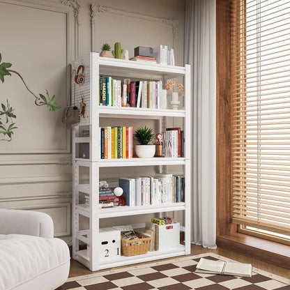 White Garage Shelving, 5 Tier Adjustable Shelving Units, Heavy Duty Metal Shelves, Bookshelf for Garage, Pantry, Basement, Living Room