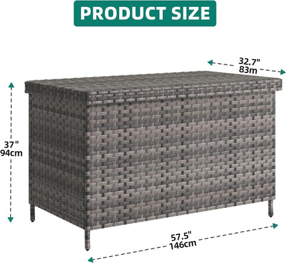 YITAHOME 230 Gal Outdoor Storage Box, XXL All-Weather Wicker Deck Box for Patio Furniture, Cushions, Pool Accessories and Garden Tools - Grey