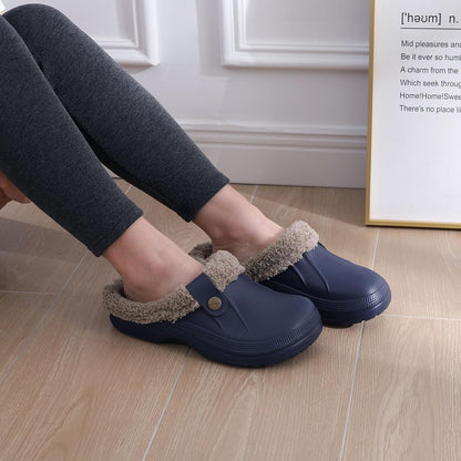 Beslip Classic Fur Lined Clogs Waterproof Winter Fuzzy Slippers for Women Men Indoor and Outdoor