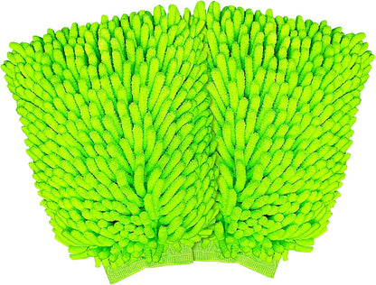 Car Wash Mitt, 2 Pack Premium Chenille Microfiber Wash Mitt, Scratch-Free & Lint-Free, Rich Foam, Highly Absorbent, Perfect for Car Washing and Detailing, 7.12''X10.14''