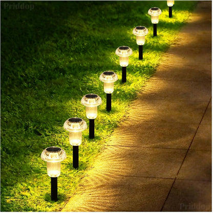 Solar Lights Outdoor Pathway Waterproof 8 Pack Warm White LED Acrylic Mushroom Decorative Garden Lights for Yard Landscape Patio Outside Decor