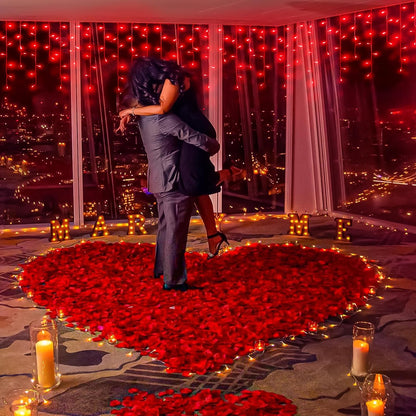 Red Christmas Lights Outdoor, 33ft 400 LED Icicle Lights for Outside Clear Wire Connectable Twinkle Light with 8 Modes Timer Plug in Waterproof for Window Party Wedding Holiday Decorations