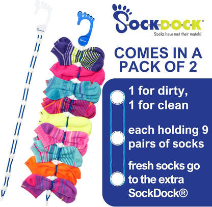 Sock Laundry Solution for Washing Drying & Storing Socks in Pairs, Clip & Hold Socks in Washer Dryer & Closet 2-Pack