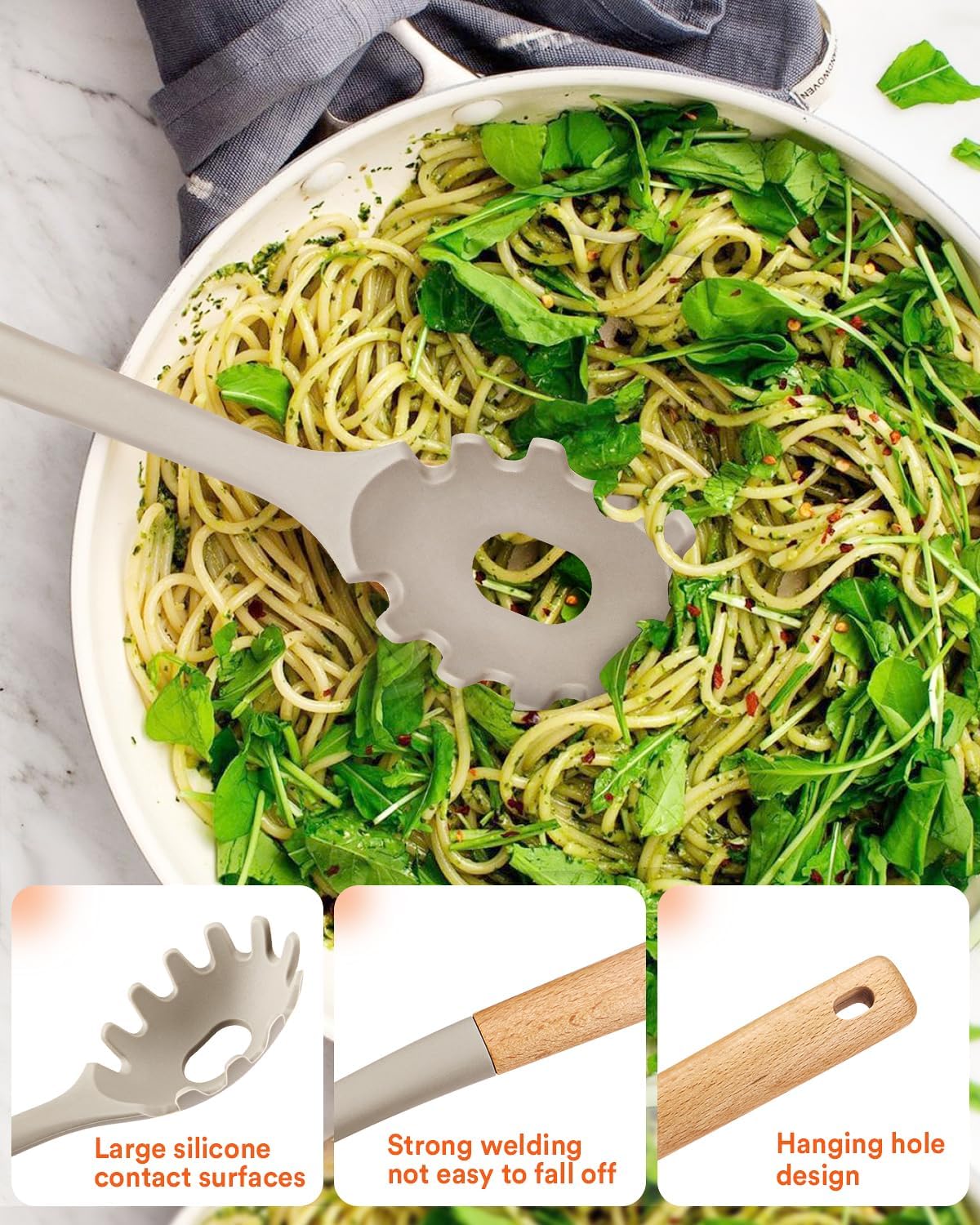 Kitchen Utensils Set, 13PCS Silicone Cooking Utensils, Heat Resistant Kitchen Utensil Spatula Set for Nonstick Cookware, Wooden Handles Kitchen Gadgets Tools Set