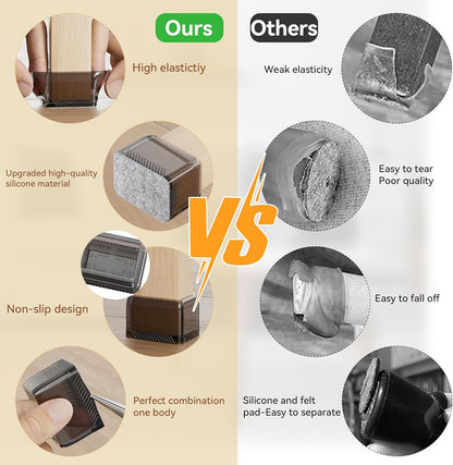 24PCS Rectangular Chair Leg Floor Protectors, Furniture Sliders, Non-Slip Felt Furniture Pads for Hardwood Floors, Silicone Cap Covers to Protect Floors,(Fit L :1.34-1.57", W: 0.87-1.18")
