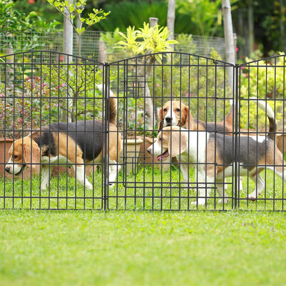 INJOPEXI Decorative Garden Fence 6 Panels 11.8ft (L)×30in (H) Garden Fence No Dig Animal Barrier Fencing with 5 Panels + 1 Gate Rustproof Metal Wire Temporary Dog Fence Border for Patio Outdoor Yard