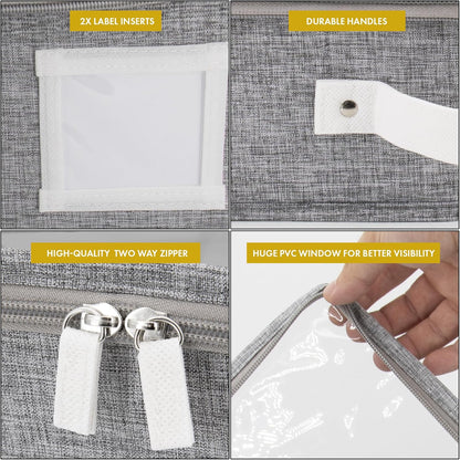 HOMELUX THEORY 2pc Under Bed Storage Containers, Bedroom Under the Bed Drawer Storage Organizer with Bins and Lids, Medium Underbed Clothes Storage Box Ideal for Blanket, Fabric, & Shoes (LightGray)