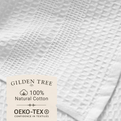 GILDEN TREE Waffle Towels for Bathroom, 100% Cotton Quick Dry Towel, Waffle Bath Towels Large, Absorbent Lightweight Travel Towel, Bath Towels Set of 2, Classic Style (White)