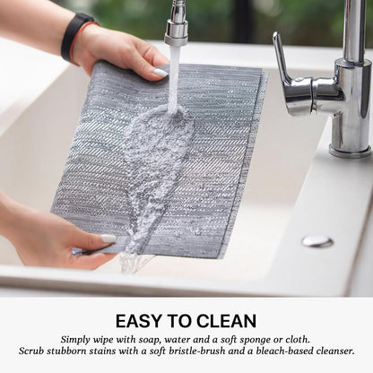 LEXMORE Placemats Set of 8 Vinyl/Plastic Woven Place Mats for Kitchen Table Indoor/Outdoor Washable Placemat Wipeable Dining Table Mats(Ombre Gray)