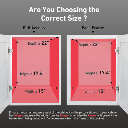 Pull Out Cabinet Organizer(14" W x 21" D), 2 Tier Slide Out Shelves with Wood Handle, Sliding Drawer Pull Storage Shelf for 15-1/4” Cabinet Opening, Chrome