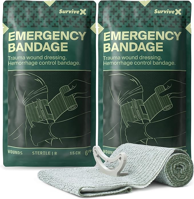 Israeli Pressure Bandage 6 Inch - Emergency Bandage - Pressure Dressing for Wounds - Trauma Dressing - Sterile Vacuum-Sealed Packaging - 2 Pack