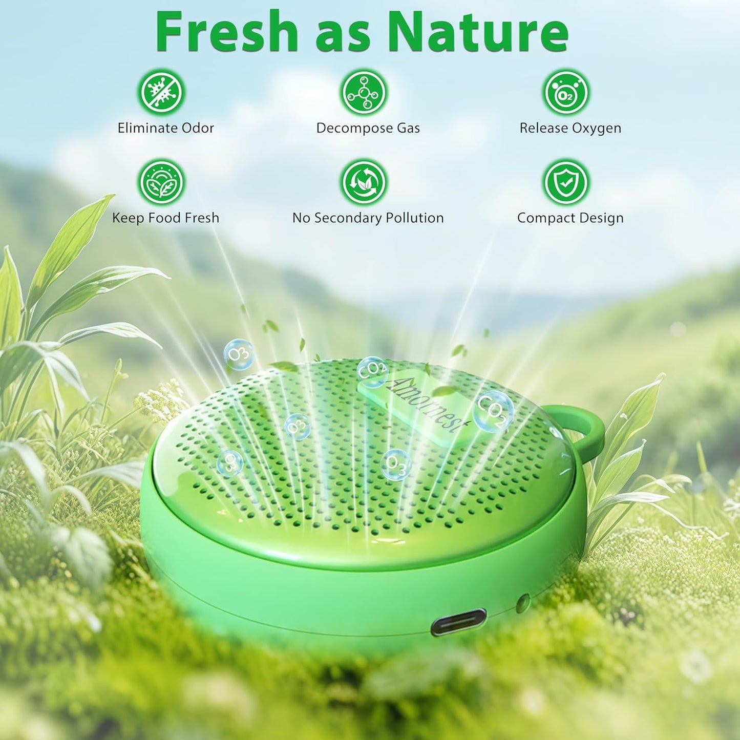 Refrigerator Deodorizer Odor Eliminator, Last for 10 Yeas Fridge Deodorizer Compact Fridge Freshener Deodorizer More Effective Than Baking Soda Bamboo Air Purifying Bags,Grass Green