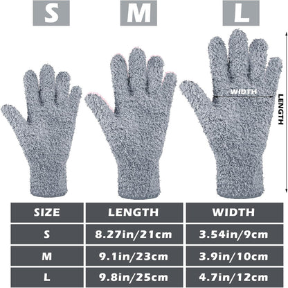 Patelai 3 Pairs Microfiber Plant Dusting Gloves Leaf Cleaning Gloves for Indoor Plants, Blinds, Furniture, House(Medium,Dark Blue, Gray, Khaki)