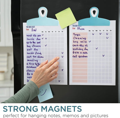 COOK WITH COLOR Bag Clips - Heavy Duty Chip Clip and Refrigerator Magnet Clips for Food Storage with Air Tight Seal Grip, Light Blue Ombre, Pack of 4 Large Clips