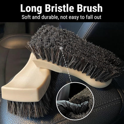 YeewayVeh Long Bristle Horse Hair Brush for Leather, Versatile Leather Cleaning Brush for Car Interior Seat, Carpet, Upholstery, Furniture and Shoes