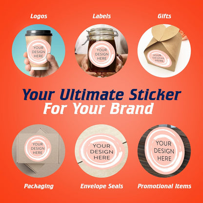 100 Custom Vinyl Stickers - Upload Your own Image, Text, Design, Logo - Personalized Logo Labels for Handmade, Packaging, Bottle, Jars, Candle, Brand Stickers (Peach, 6x6)