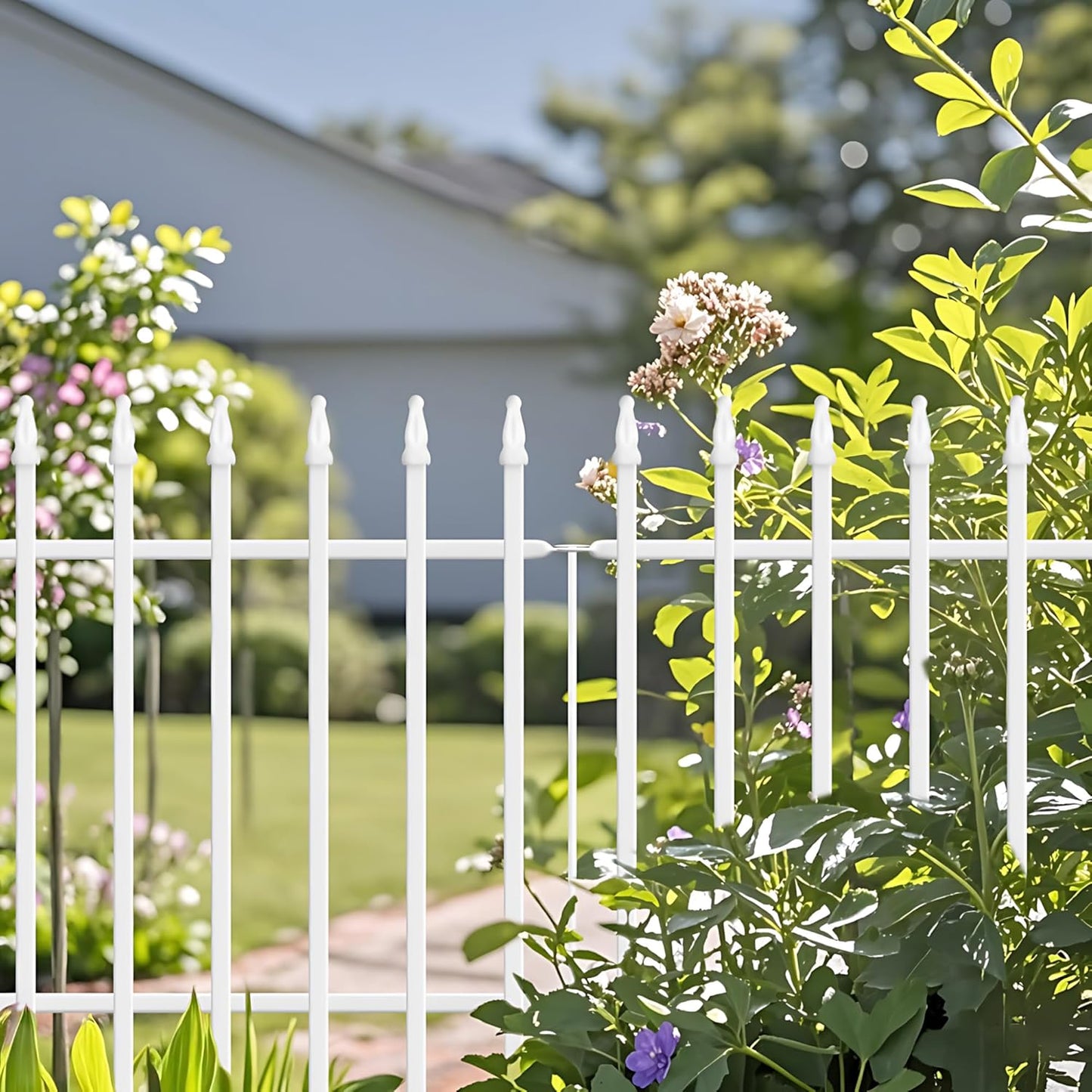 Metal Garden Fence 24" W x 24" H (10 Panels, Total 20 ft), Decorative Border Folding Fence, Landscape Fencing for Flower Bed, Yard, Animal Barrier