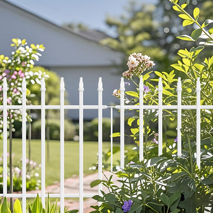 Metal Garden Fence 24" W x 24" H (5 Panels, Total 10 ft), Decorative Border Folding Fence, Landscape Fencing for Flower Bed, Yard, Animal Barrier