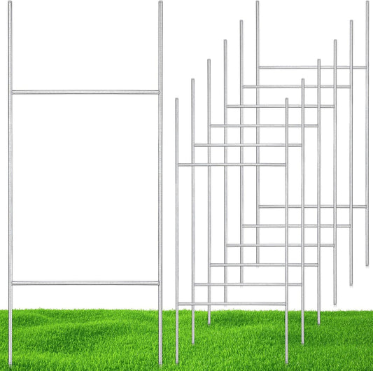 6 Pcs H Stakes for Yard Signs 30'' x 10'' Metal Heavy Duty H Frame Wire Stakes Weatherproof Metal Holder for 4mm 5mm Corrugated Signs Advertising Board Guidepost Yard Halloween Decor