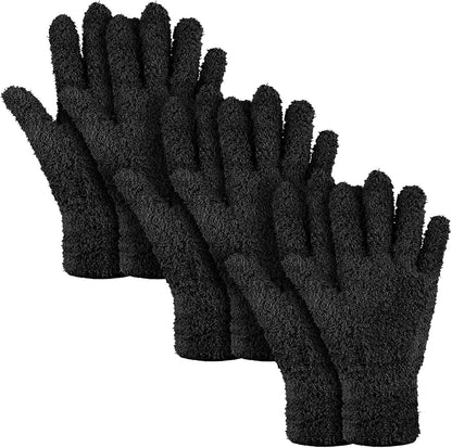 Patelai 3 Pairs Microfiber Plant Dusting Gloves Leaf Cleaning Gloves for Indoor Plants, Blinds, Furniture, House(Medium,Black)