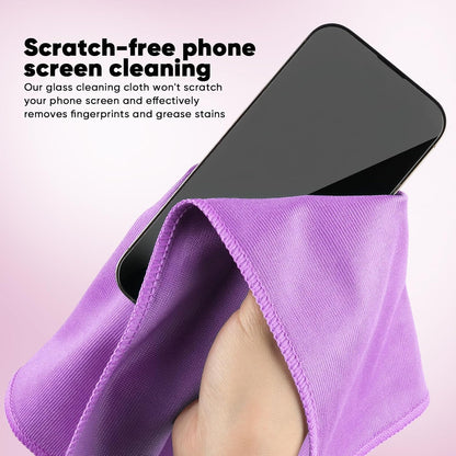 HOMEXCEL Microfiber Glass Cleaning Cloths 6 PK, Lint Free Streak Free, Reusable Microfiber Cleaning Cloth for Cleaning Windows, Glasses, Mirrors, Screens, Stainless Steel, and More Purple-14×16"