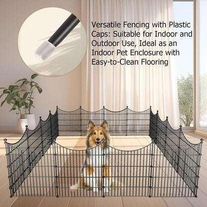 10 Panels Garden Fence Dog Fence Outdoor for Yard, 32in H x 23.6ft L Rustproof Metal Fencing with Ground Stakes | No Dig Animal Proof Containment for Pets/Rabbits | Durable Patio Security Panels