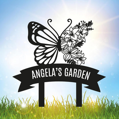 Personalized Metal Garden Sign with Stake, Custom Garden Decor for Outdoor, Custom Family Name Sign, Patio Decorations, Lawn Art, Farmhouse Decorative, Housewarming Gift (CstmDesign7)