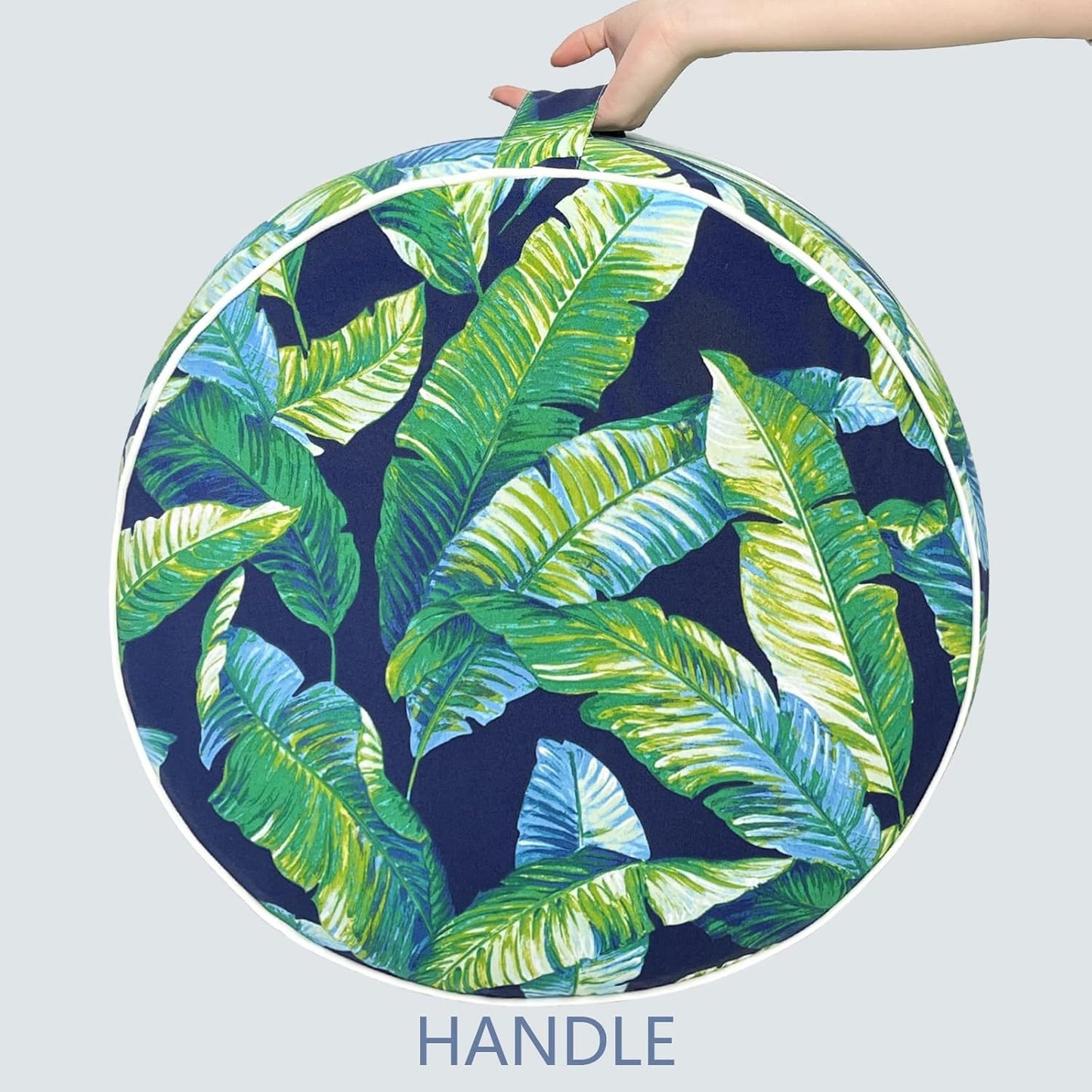 LVTXIII Inflatable Stool Ottoman Footrest with Handle, All Weather Footrest Seat, Indoor or Outdoor Pouf for Home Patio Garden and Camping Use, D31 xH14, Large Round, Hanalei Lagoon