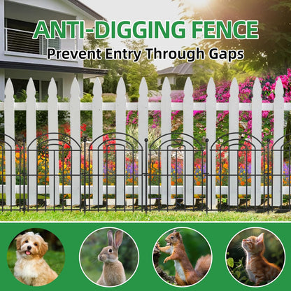 Decorative Garden Fence, 17in(H) x10.8ft Rustproof Metal No Dig Fence Animal Barrier Fence for Dog Rabbit, Wire Border Panel Fencing for Yard Patio Outdoor Decor 10 Pack