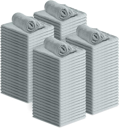 Avalon Towels Cotton Shop Rags – (Pack of 100) Size 12x14 Inches Cleaning Rags – Absorbent Shop Towels and Multipurpose Cleaning Towels for Automobiles, Industries, Garage and Homes (Grey)