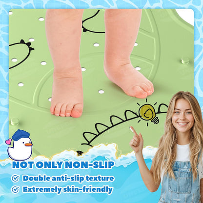 UNEEDE Dinosaur Kids Bathtub Mat - Extra Thick Rubber Shower Mat for Toddlers, 30"x18" Bath Mat with 100+ Suction Cups, Machine Washable Tub Pad for Babies & Children's Bath Time Comfort