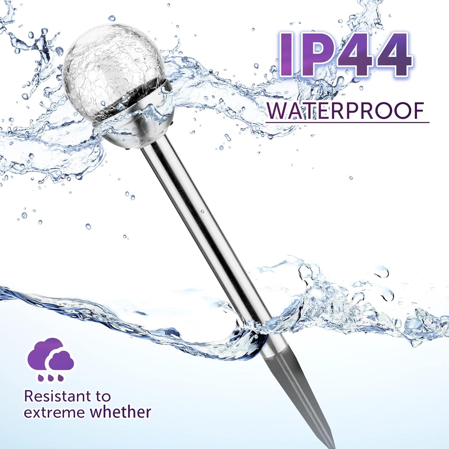 GIGALUMI Solar Outdoor, Cracked Glass Ball Solar Garden Lights, Color Changing Lights Outdoor,Garden LED for Path, Patio, Yard, 6 Pack Pathway