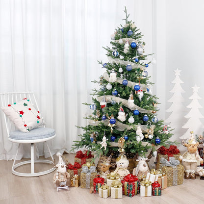 Christmas Ball Ornaments Set, 34PCS Clear Plastic Shatterproof Christmas Ornaments for Xmas Tree Hanging Decorations, for Indoor Home Thanksgiving Winter Party Decor - Blue/White.