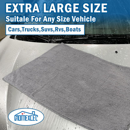 HOMEXCEL Professional Large Microfiber Car Drying Towels 2 Pack, Lint Free, Scratch Free, Highly Absorbent Drying Towel for Cars, SUVs, RVs, Trucks, and Boats,31" x 24",Grey