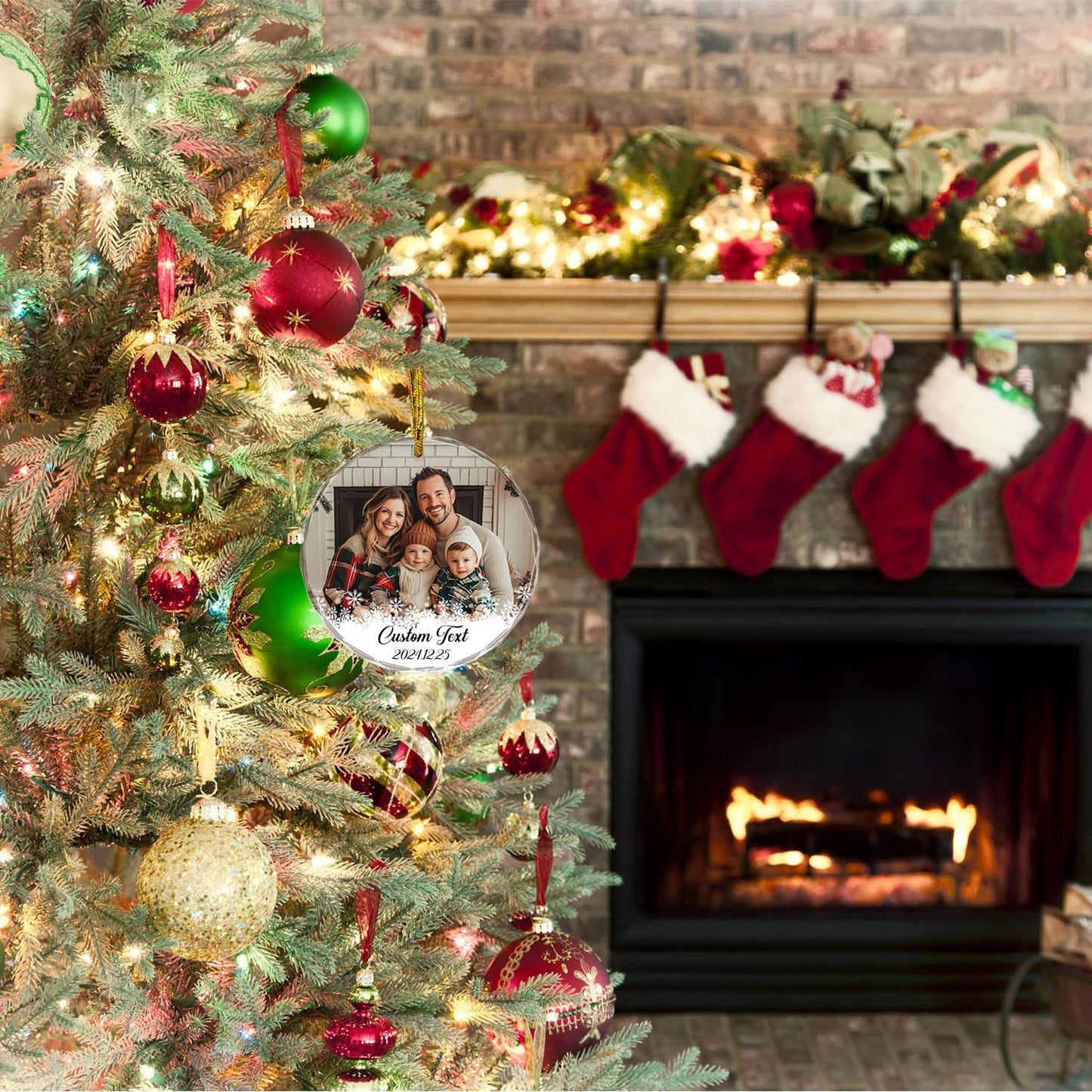 Personalized Photo Text Ornaments, Custom Ornaments for Family Couple Friend Children, Personalized Decorative Hanging Glass Decor, Custom Gifts for Person/Pet, Festival Birthday Gifts