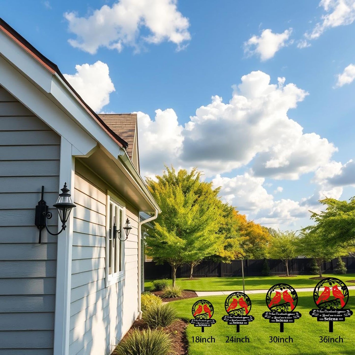 Personalized Cemetery Memorial Metal Stakes, Cardinals Memorial Grave Markers,Graden Decorations for Loss of Mother Father, Outdoor Sympathy Decor Gift
