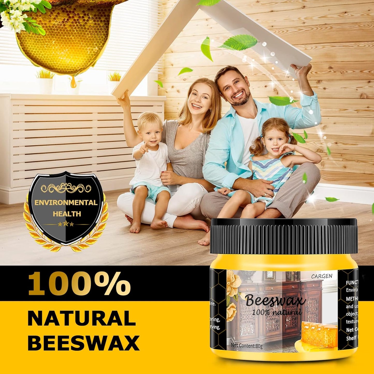 CARGEN Beeswax Furniture Polish, Wood Seasoning Beeswax for Furniture Wood Wax for Dining Table Floor Doors Chairs Cabinets to Protect and Care 2pcs Beeswax Polish