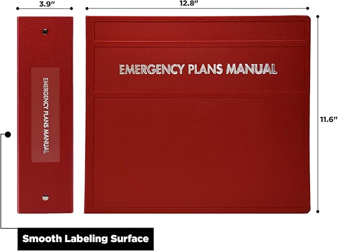 Carstens 4-Inch Heavy Duty Emergency Plans Round Ring Binder – Side Opening, Brick Red, Durable Plastic Covers, No-Gap Rings, No Pockets, Holds 600 US Letter Sheets, Made in USA (1891-3R)