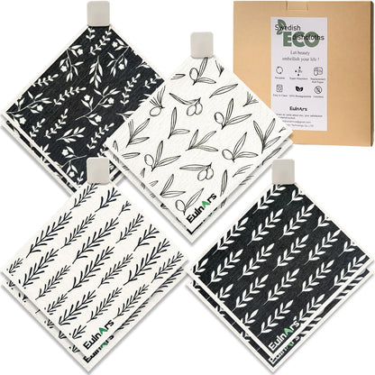 Swedish Dishcloths for Kitchen, 8 Pack Flower Reusable Paper Towels Washable, Non-Scratch Swedish Kitchen Towels, Super Absorbent Cellulose Dish Cloths, Eco Friendly