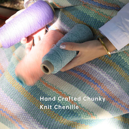 Soft Chenille Yarn Throw 50"x60", Handmade Knit Throw Blanket, for use in All Seasons, Soft Cozy Warm Knitted Blanket for Bed Sofa, Couch Chair, Living Room(2.54Ib)