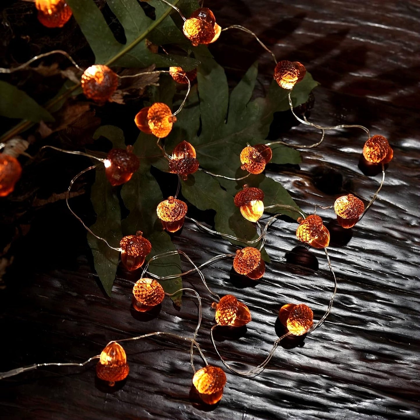 Thanksgiving Acorn Lights Fall Garland Decorative Fairy String Light Cute Novelty Lights 30 LEDs 10 ft USB or Battery Operated for Bedroom Wedding Xmas Harvest Decor