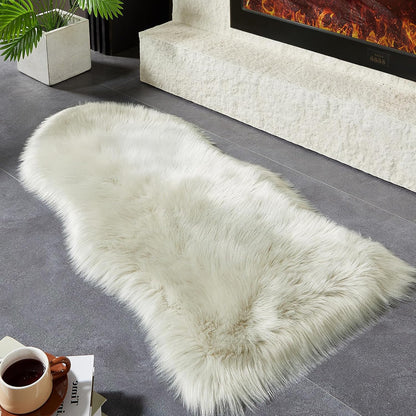 AMTOVO Faux Fur Rug, Light Grey Area Rug, Fluffy Sheepskin Rug, Fuzzy Ultra Soft 2 x 4 ft Shag Rugs for Bedroom Sofa Throw Cushion Room Decor, Sheepskin